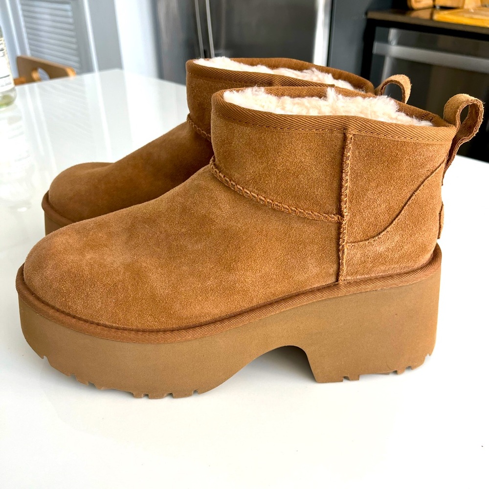 UGG Women's Tan Suede Platform Boots